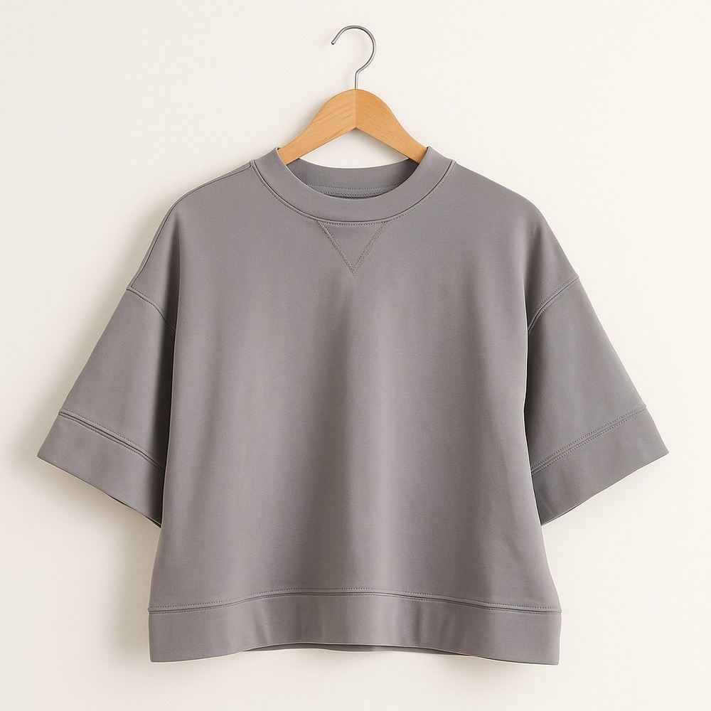 SOFIE D’HOORE Gray Cropped Short Sleeve Sweatshirt - SZ 34 / SM -$99
